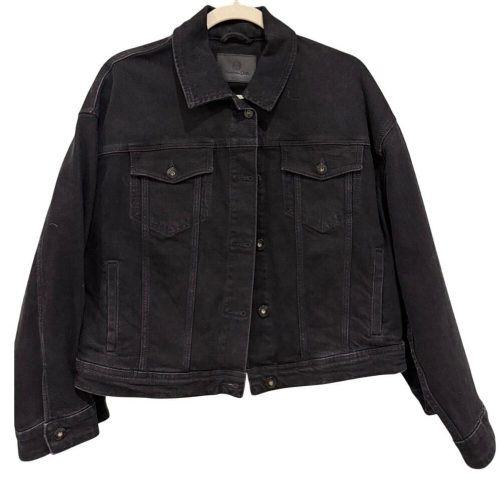 Massimo Dutti Stretch Denim Womens Black / Grey Jacket L NWOT